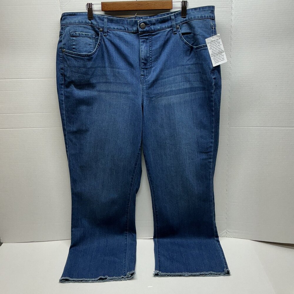 22W JEANS TRUE DENIM Straight Leg Frayed Jeans NWT SUPER NICE! IML! QVC JEANS